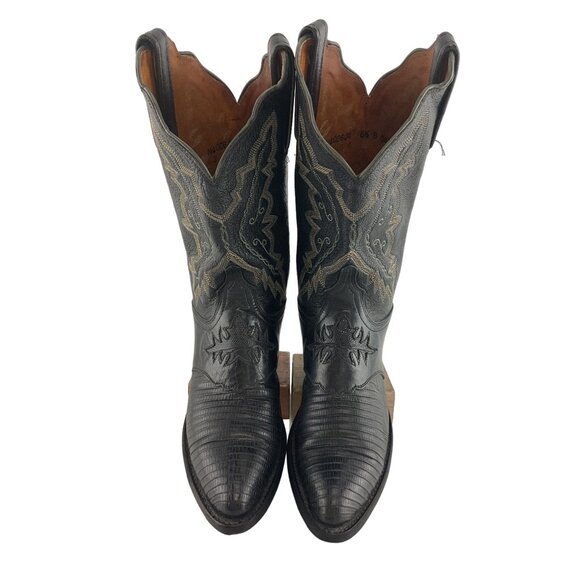 Ladies Lucchese 1883 Black Lizard Almond Toe Western Cowgirl Boots Size 6.5 B - Picture 3 of 8